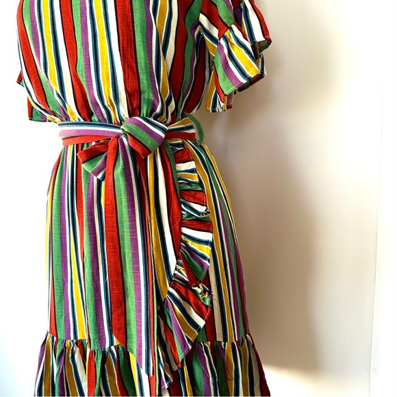 LOST + WANDER ANTHROPOLOGIE MULTI STRIPE FLUTTER RUFFLE SLEEVE AND HEM NWT! SzS - Picture 5 of 13